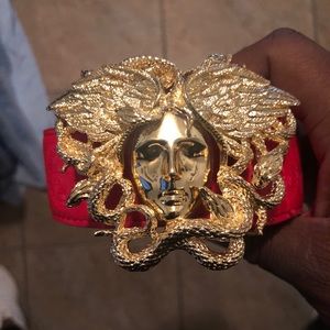 Red Leather Versace Belt